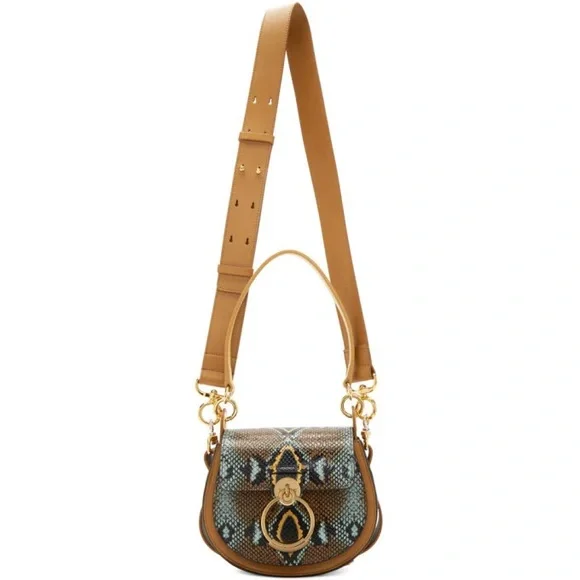 NEW Chloé Tess Small Snake-Embossed Leather Shoulder Bag - Picture 4 of 10